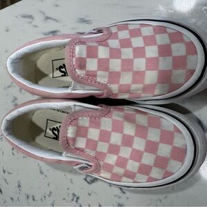 Vans Kids Pink and White Checkered Slip-Ons